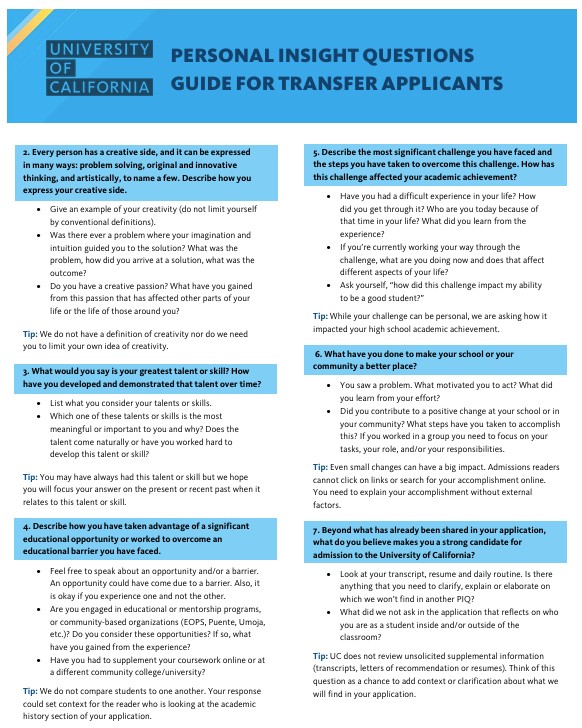 UC Fall 2027 Application PIQ's page 2